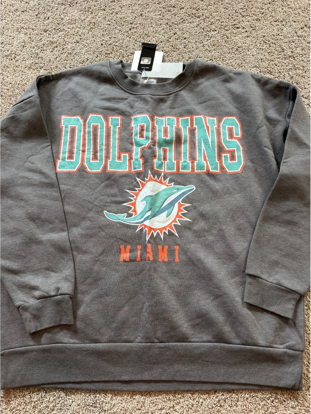 Gameday Couture Miami Dolphins Gray Crewneck Sweatshirt